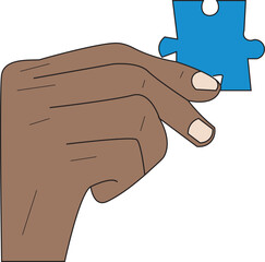 The Illustration of hand holding a piece of puzzle