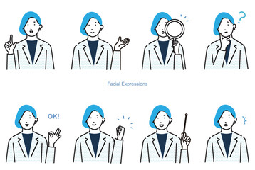 Business Person - Woman Abutter Set - Stylish Icon Set Simple Vector Materialビジネスパーソンー案内の女性アバターセットーオシャレアイコンセットシンプルベクター素材