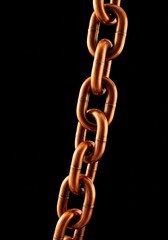 Obraz premium 검은 배경에 빛나는 구리 사슬 매끄럽게 이어져 강인함 표현