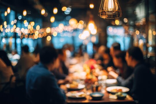 Blurred indoor restaurant scene