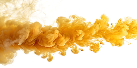 A plume of yellow smoke is isolated on a white background