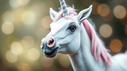 A white unicorn with a magical and dreamy appearance, embodying a fantasy creature.