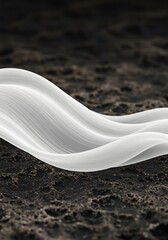 부드럽게 흐르는 흰 실크 조각 어둠 속 암흑 대비 아름다움