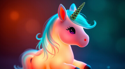 A colorful unicorn with a rainbow mane, embodying a magical and vibrant fantasy creature.