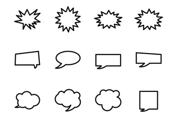 comic speech bubbles outline  icon set element