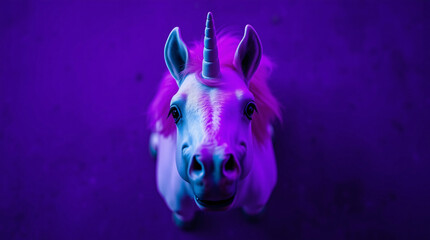 A mystical unicorn with vibrant neon colors and glowing effects.