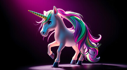 A mystical unicorn with vibrant neon colors and glowing effects.