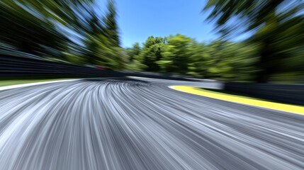 Fast car track with blurred trees