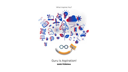 happy guru purnima wishes concept. World modern youth skills training, education and empowerment backdrop design.