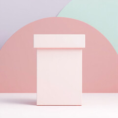 Fototapeta premium Minimalist pastel pink box on a clean background with curves