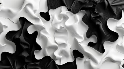 Abstract black and white pattern with wavy lines and gradient flow, modern dynamic aesthetic background