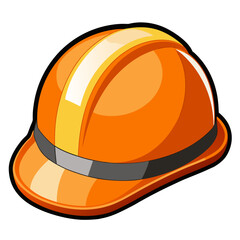 a bright orange construction hard hat or safety helmet no background.