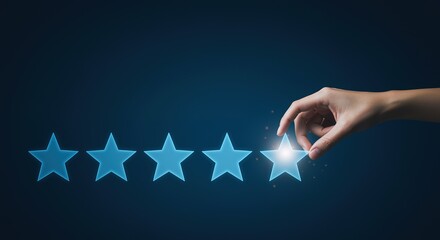Hand Selecting Five Star Rating, Customer Feedback, Excellent Se