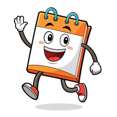 A cartoon calendar is joyfully flipping pages, symbolizing the passage of time, a new month, and a happy schedule.