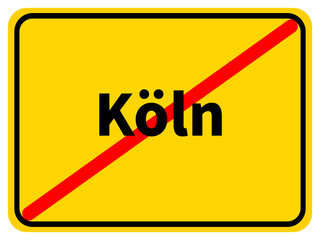Illustration eines Stadtausgangsschildes von der Stadt Köln