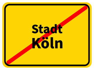 Illustration eines Stadtausgangsschildes von der Stadt Köln