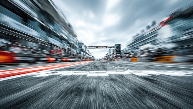 Race track, blurred motion, speed - Powered by Adobe
