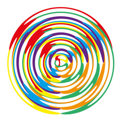 Kaleidoscopic swirling icon. Multicolored spiral Vector. Dynamic concentric motion. Hypnotic circular pattern.