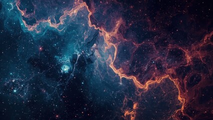 Unique cosmic texture of glowing nebula clouds with vibrant colors and starry background, perfect for space themes, science projects, futuristic designs, and celestial decorations, dark mood atmosphe