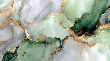 Obraz premium Serene Swirls of Jade and Pearl Harmony