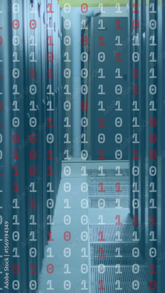 Poster animation of data processing over server room