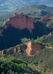 The unique landscape of Las Medulas in Galicia, Spain, shaped by gold mining activities of the ancient Romans