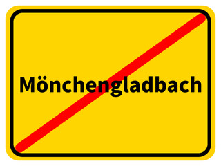 Illustration eines Stadtausgangsschildes der Stadt Mönchengladbach