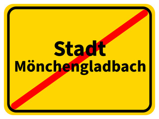 Illustration eines Stadtausgangsschildes der Stadt Mönchengladbach 