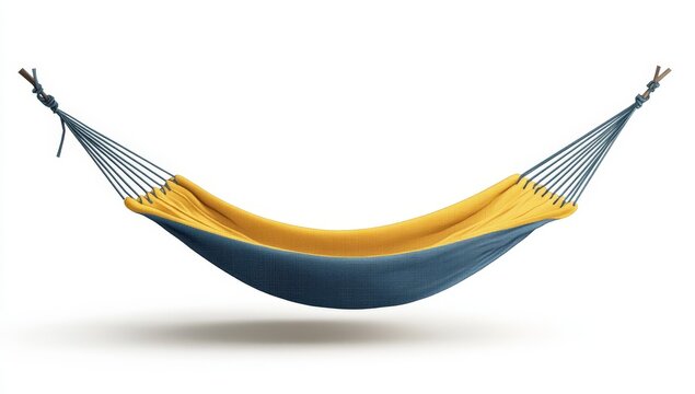 Empty yellow and blue hammock against white background - Powered by Adobe