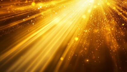Golden light rays burst from center, creating a dramatic effect