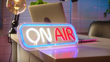 Vibrant On Air Sign Illuminated Against Modern Laptop Background