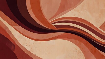 Abstract art featuring wavy lines in shades of brown and beige with a textured background effect