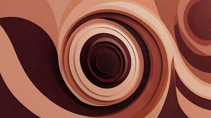 Abstract concentric circles in shades of brown and beige creating a swirling tunnel effect art