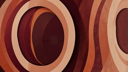 Abstract design featuring concentric circles in shades of brown and orange color palette art