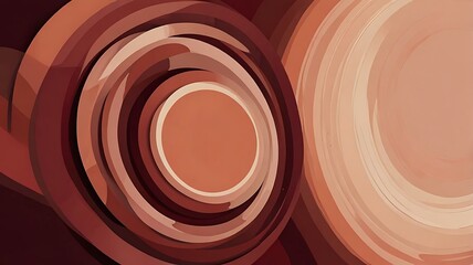 Abstract depiction featuring concentric circles in shades of brown and beige tones art design