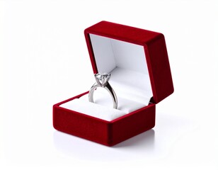 Sparkling Diamond Engagement Ring in Red Velvet Box.