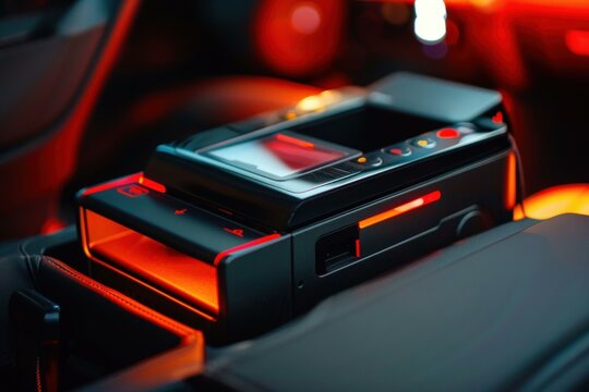 Securely accepting payments with illuminated credit card reader in vehicle