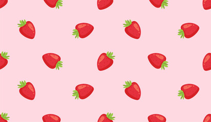 Seamless pattern with cute strawberry.