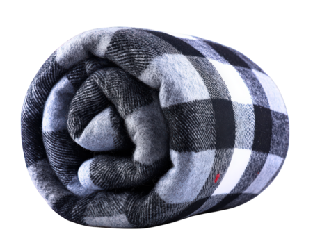 Plaid blanket wool cozy soft rolled black white checkered pattern Cozy plaid wool blanket rolled neatly featuring soft black and white checkered pattern perfect for warmth and comfort any home