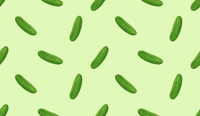 Cucumber Seamless Pattern Vector Illustration