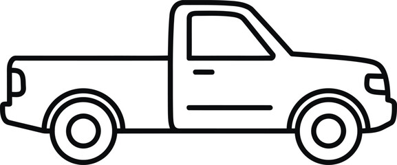 Simple line drawing of a pickup truck, viewed from the side.