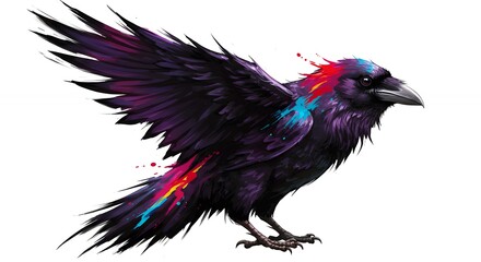 Obraz premium Artistic crow in flight