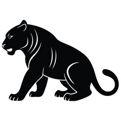 Obraz premium Crouching Tiger Silhouette Vector Illustration in Hunting Stance Design