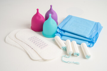 Sanitary hygiene set for women menstrual period cycle protection.