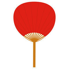 無地の赤いうちわのイラスト