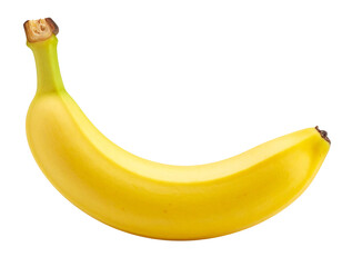 Curved Ripe Banana with Realistic Texture on Transparent Background