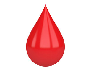 Fototapeta premium Single drop of blood with realistic red color symbolizing health, medical test, bleeding, and life force isolated on white background