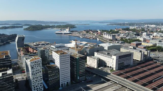Cinematic Drone Footage of Oslo &ndash; Urban Architecture, Fjord Waterfront, and Nordic Cityscapes