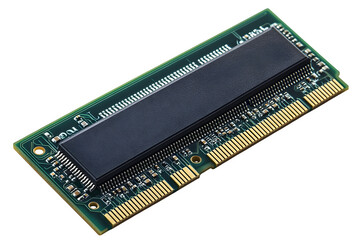 RAM memory module with gold contacts isolated on white background