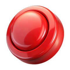 3d red push button realistic 3d render isolated on transparent background